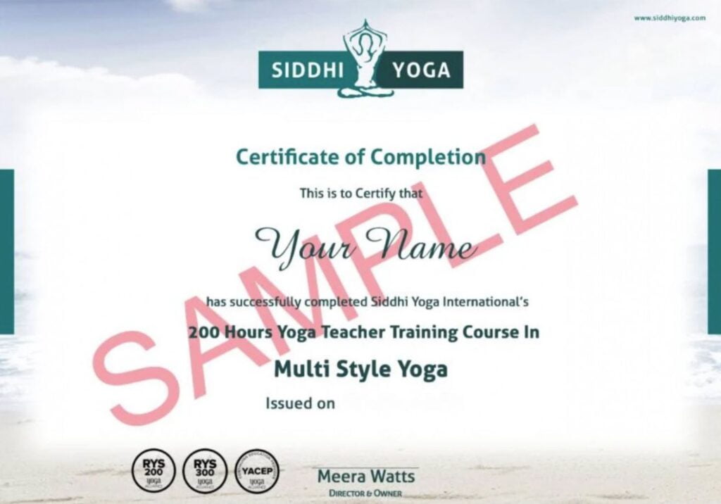 Siddhi Yoga Review: Online Yoga TTC - Is it Good? 8 sample yoga certification