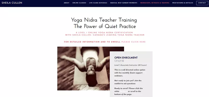 9 Best Online Yoga Nidra Teacher Training Courses 35 sheila cullen's yoga nidra teacher training course